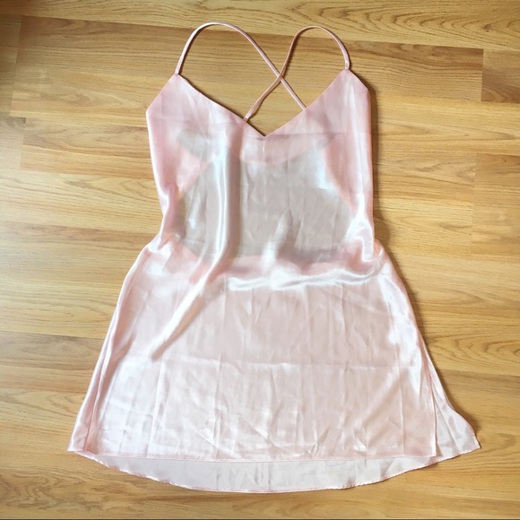 Victoria's Secret Other - Victoria's Secret Pink Satin Open Back Slip Size L